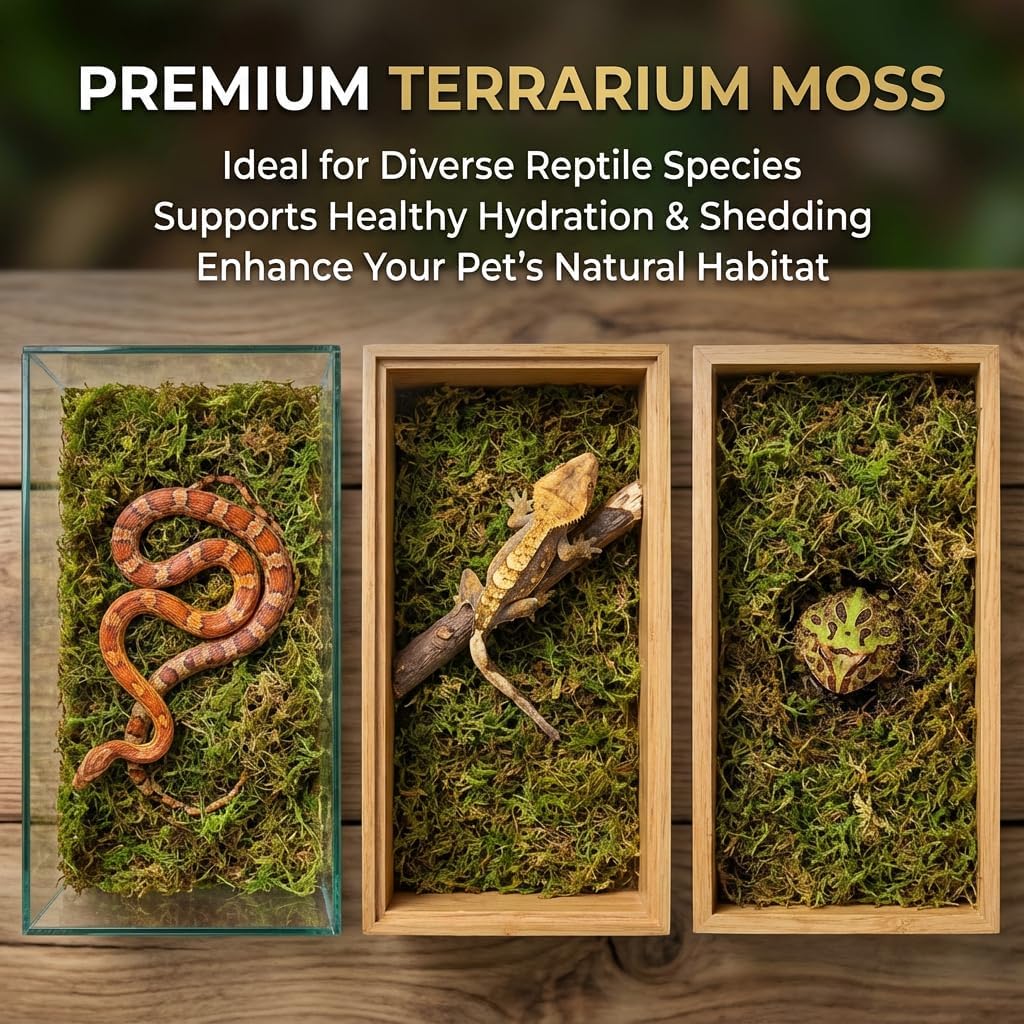 Sukh Sphagnum Moss for Reptiles, Green Terrarium Substrate, 5 oz