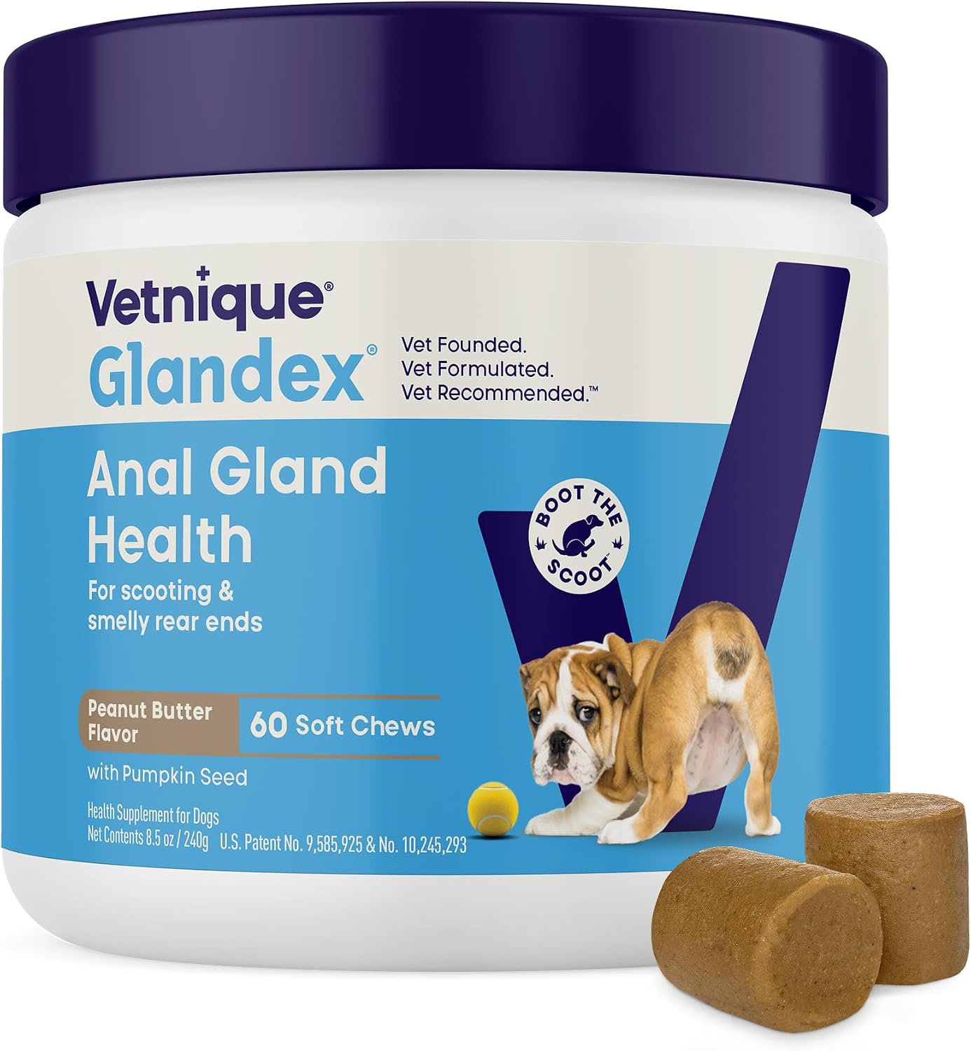 Vetnique Glandex Anal Gland Chews for Dogs, 60 Count, Pumpkin + Digestive Enzymes