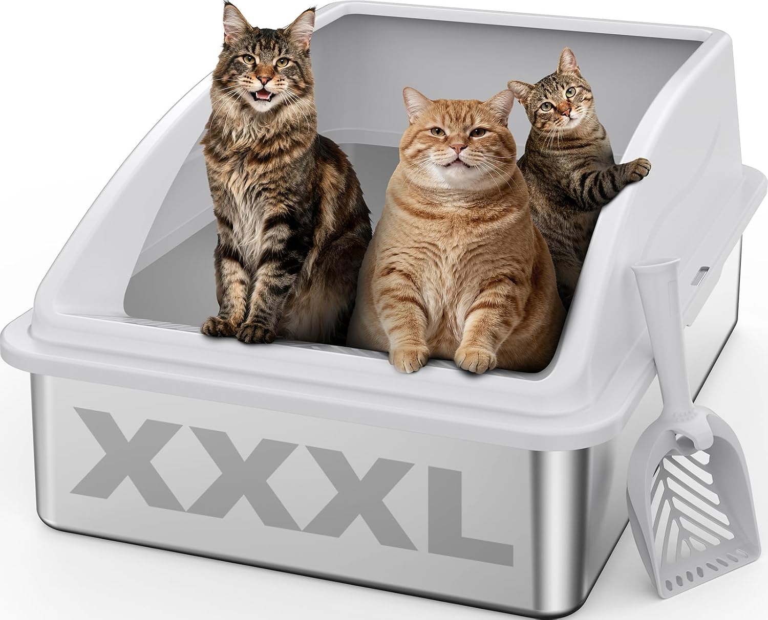 AIPERRO Stainless Steel Litter Box Extra Large for Big Cats & Multi-Cat Homes – Anti-Leak, Easy to Clean