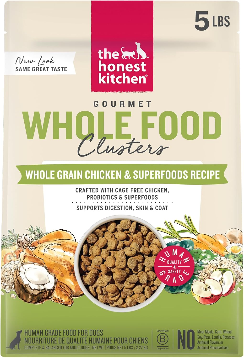 The Honest Kitchen Whole Food Clusters Whole Grain Chicken & Oat Dry Dog Food, 5 lb