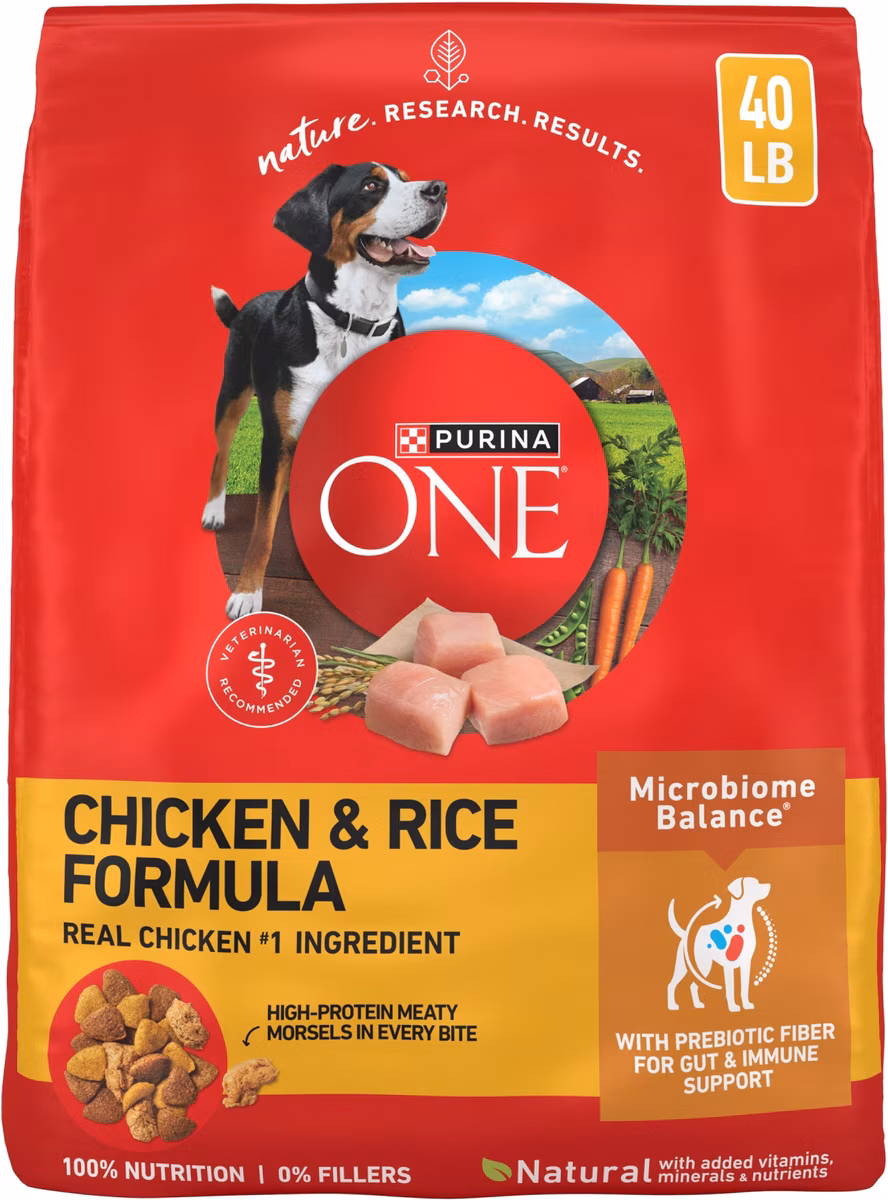 Purina ONE Chicken & Rice Formula High-Protein Dry Dog Food, 40-lb bag