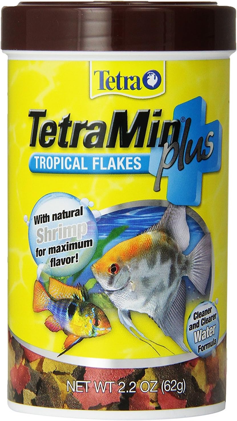 Tetra TetraMin Plus Tropical Flakes 2.2 Ounces, Nutritionally Balanced Fish Food With Added Shrimp